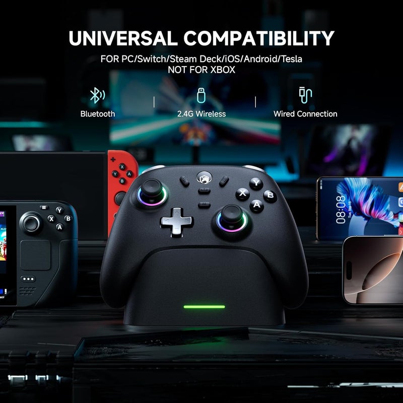 ECHTPower Store PC Gaming Controller–Wireless for PC with Hall-Effect Joysticks, 1000Hz Polling Rate, No Drift, Turbo & Vibration, Compatible with Windows/Switch/iOS/Android/Steam –Place & Charge Dock - Image 4